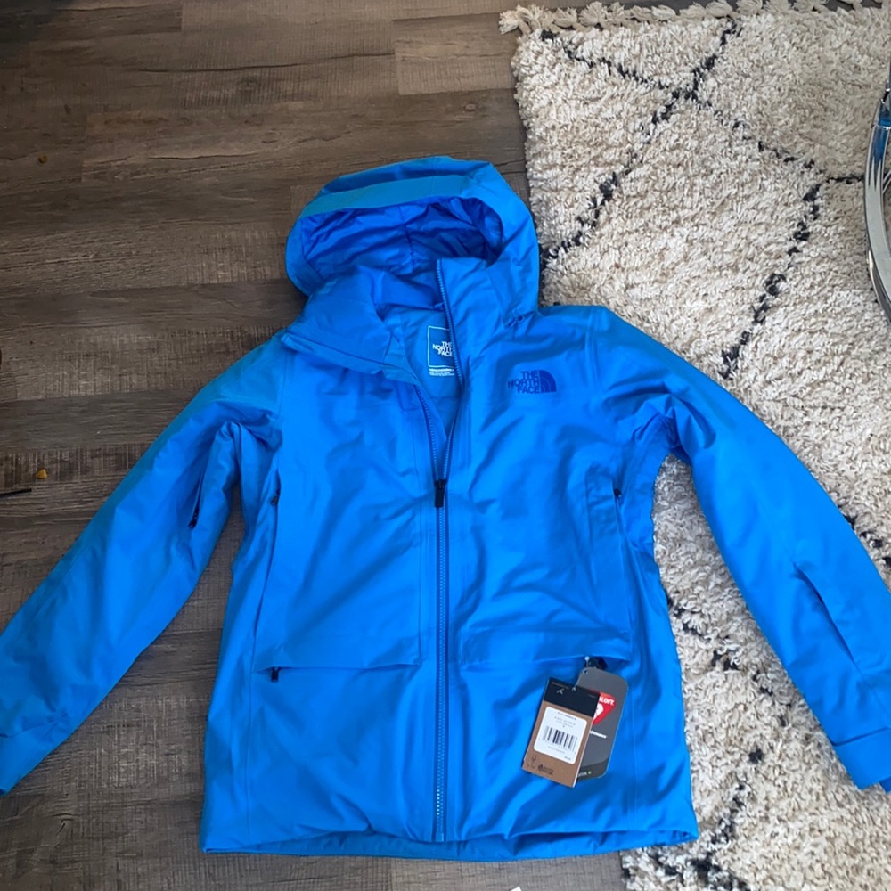 Bright blue ski jacket